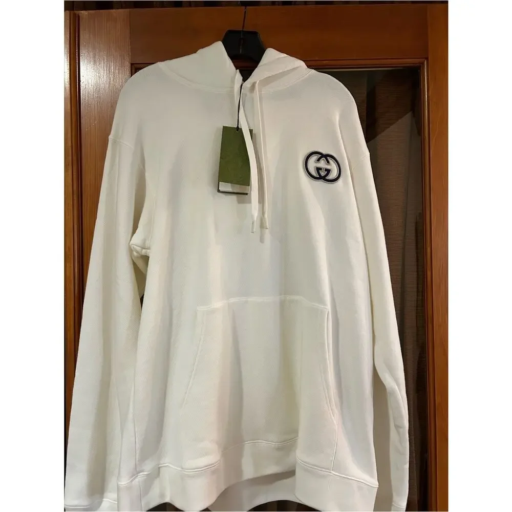 Men's Gucci embroidered interlocking G logo hoodie size XXXL made in Italy